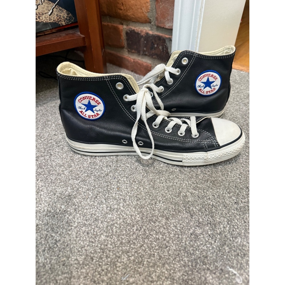 Converse Chuck Taylor All Star High Top Black Leather Sneakers Mens 10